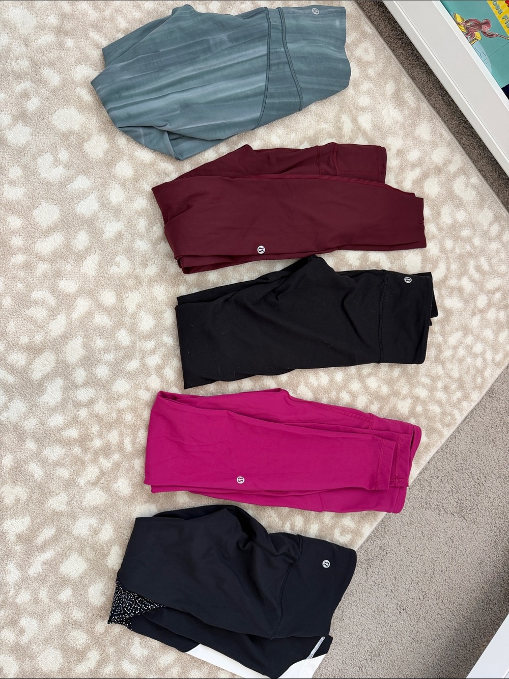 Lululemon Active Leggings - Black, Burgundy, Pink, Teal, Black (Multiple)